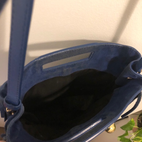 Maje Blue Crossbody Fringe M Bag  Suede Bag as Seen on Emily in Paris - Picture 4 of 5